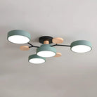 Round Iron LED Semi-Flush Ceiling Light – Chandelier with Acrylic Heads