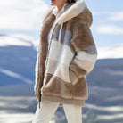 Christa – Oversized Hooded Jacket with Colour Block Design - Winter Jacket - Brown - Taylor & Bennett
