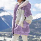 Christa – Oversized Hooded Jacket with Colour Block Design - Winter Jacket - Purple - Taylor & Bennett