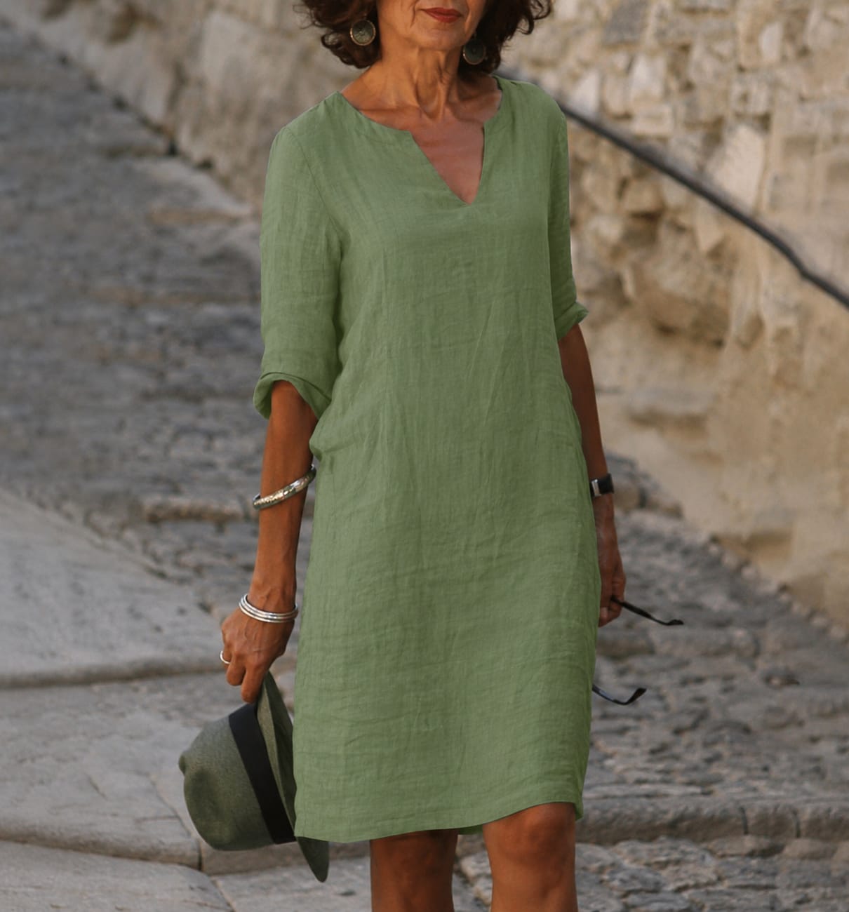Artemisia Linen V Neck Summer Dress_15