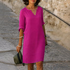 Artemisia Linen V Neck Summer Dress_6