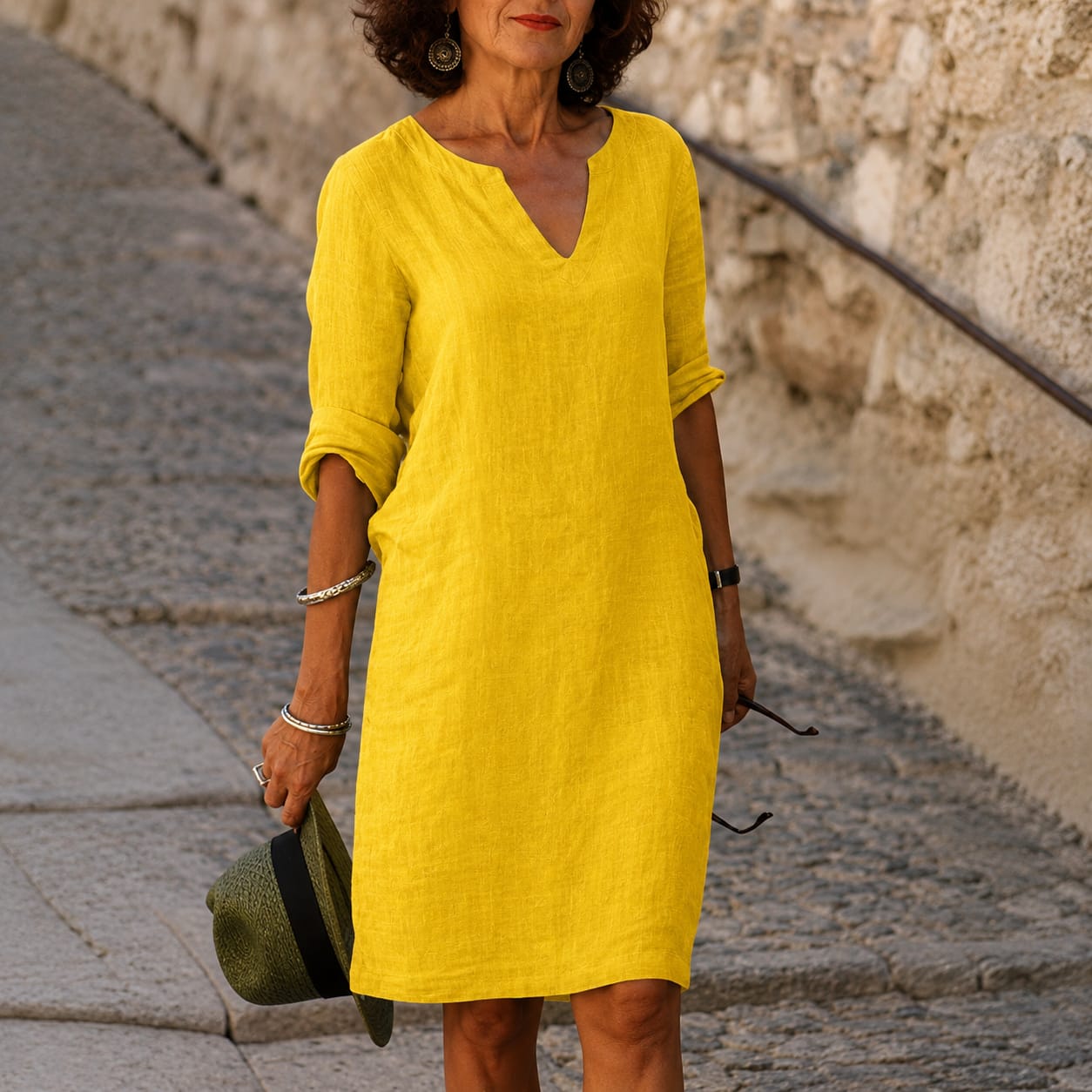 Artemisia Linen V Neck Summer Dress_9