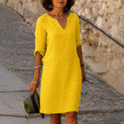 Artemisia Linen V Neck Summer Dress_9