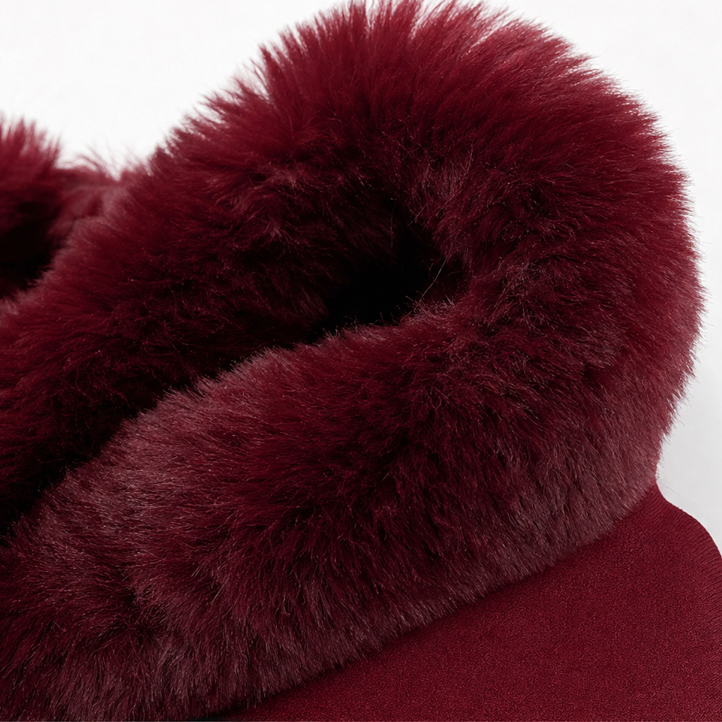 Women's Hooded Cape Coat with Faux-Fur Trim, Knit