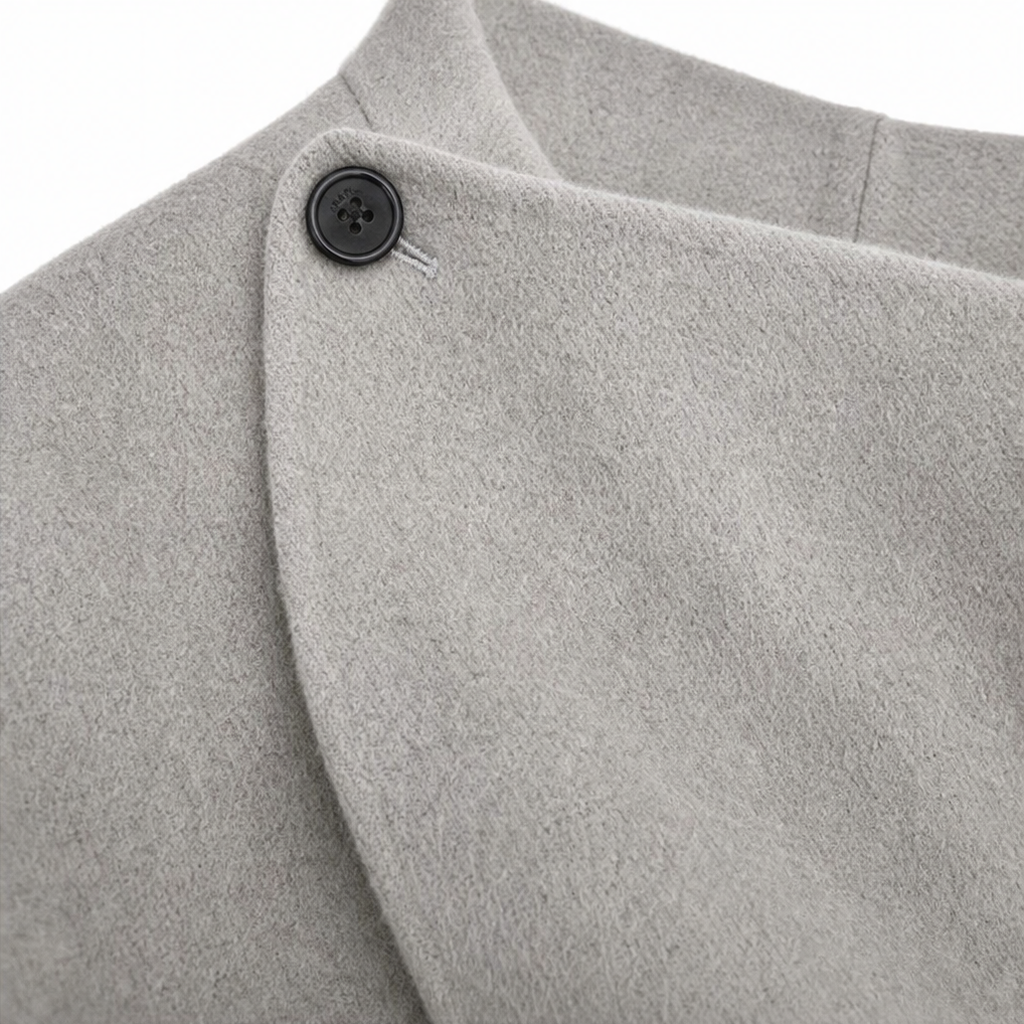 Women's Asymmetric Wrap Cape Jacket with Button Collar