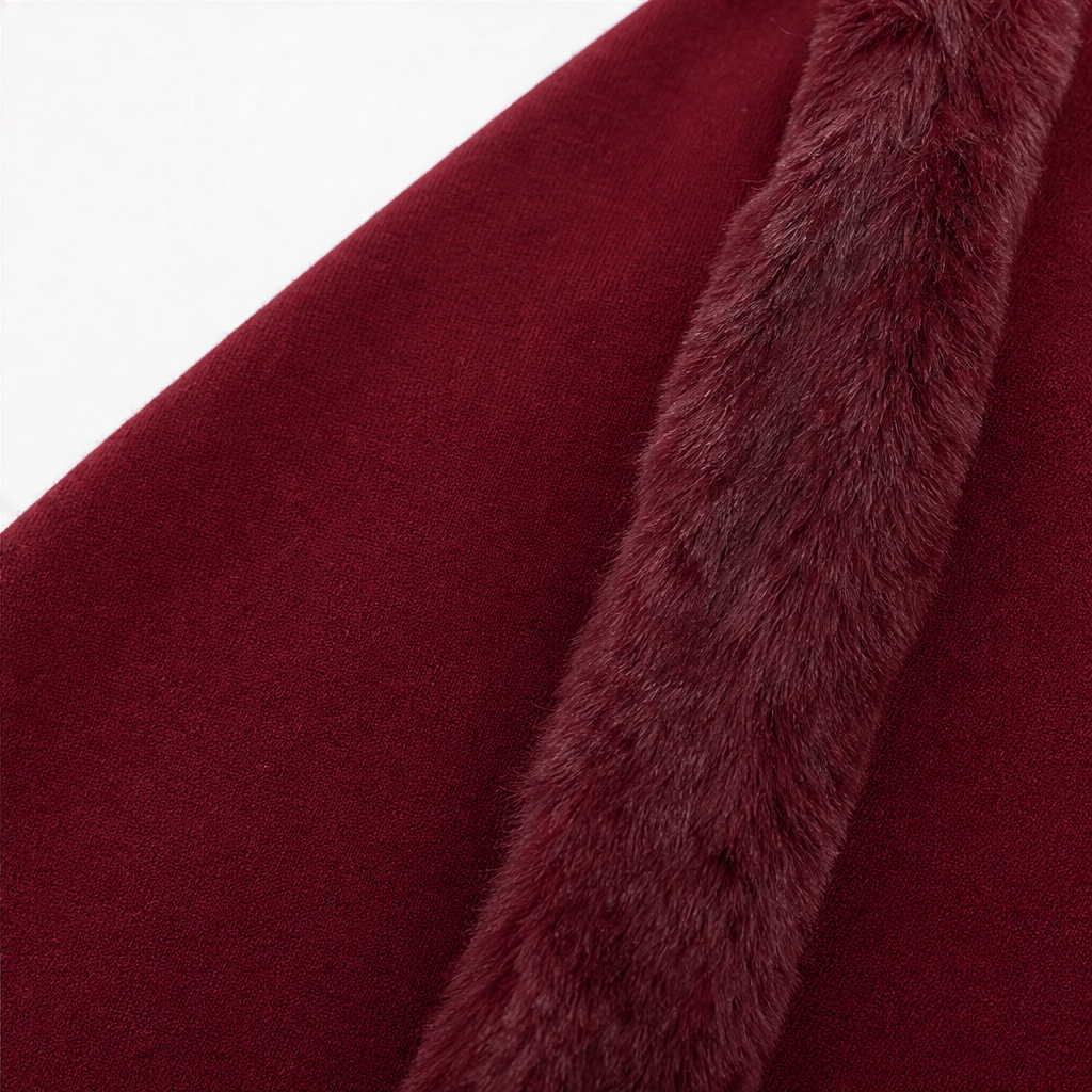 Women's Hooded Cape Coat with Faux-Fur Trim, Knit