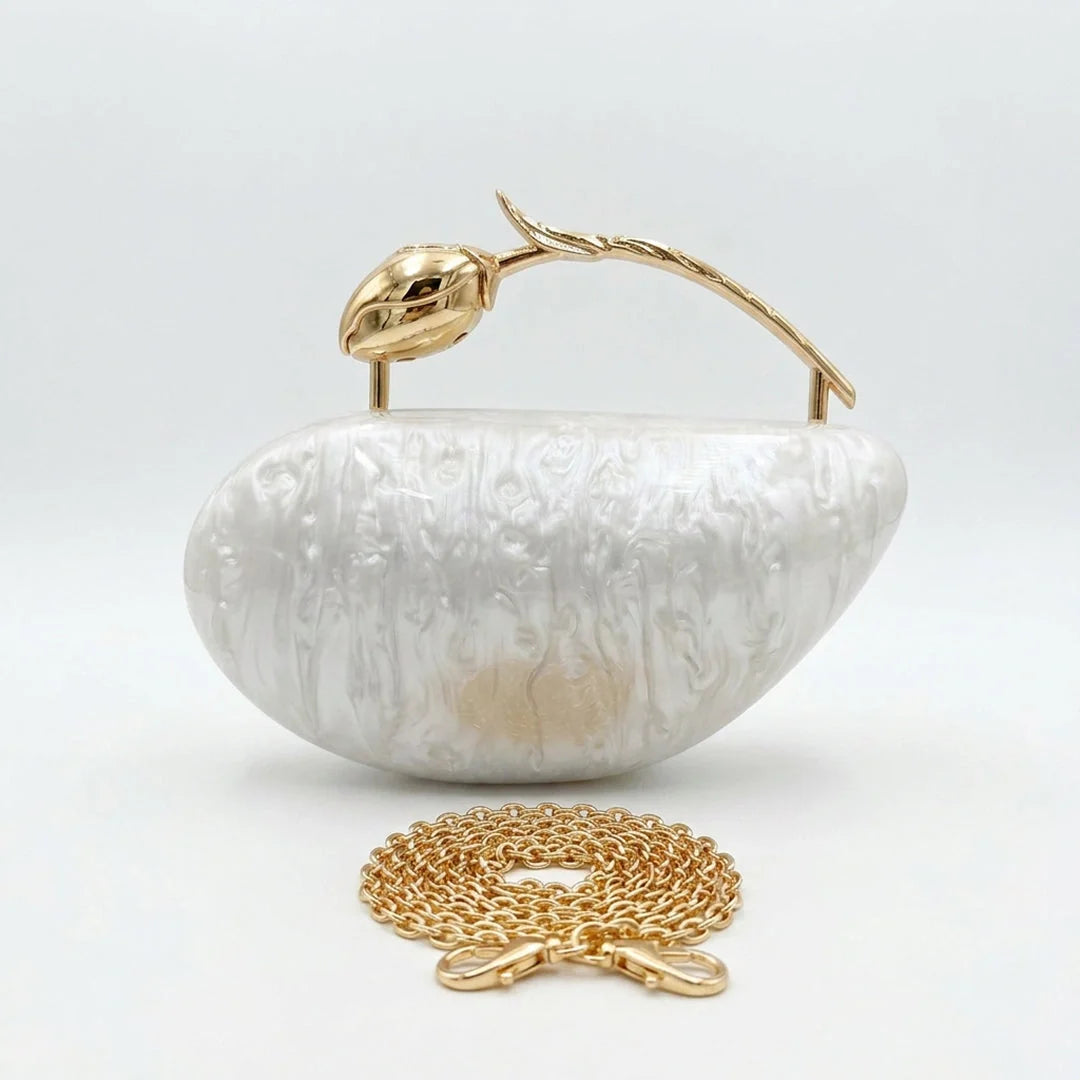 Clear acrylic clutch bag with a sleek design, featuring gold tone clasp and minimalist style, front view — 5 — view 5