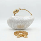Clear acrylic clutch bag with a sleek design, featuring gold tone clasp and minimalist style, front view — 5 — view 5