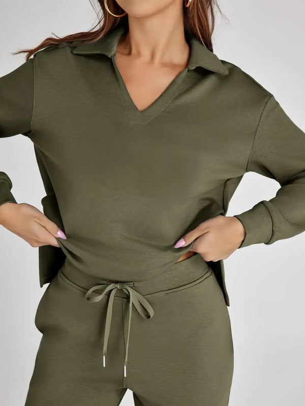 Women's Two-Piece Loungewear Set – Soft Fabric, Long Sleeves