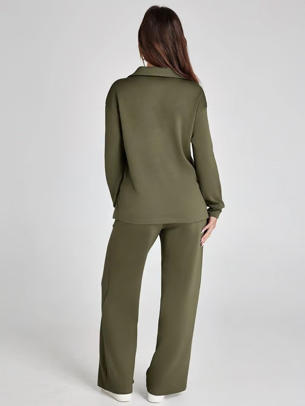 Women's Two-Piece Loungewear Set – Soft Fabric, Long Sleeves