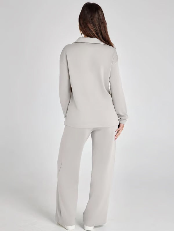 Women's Two-Piece Loungewear Set – Soft Fabric, Long Sleeves