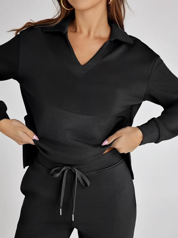 Women's Two-Piece Loungewear Set – Soft Fabric, Long Sleeves