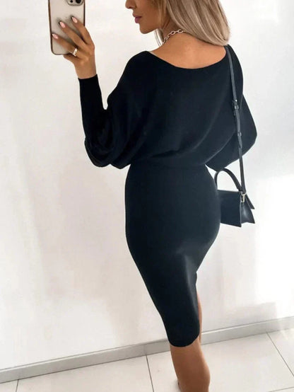 Elegante Off-Shoulder Jurk | Damesjurk met ballonmouwen en flatterende slim fit pasvorm