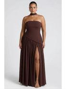Maxi Dress For Women – Black & White Strapless Colorblock