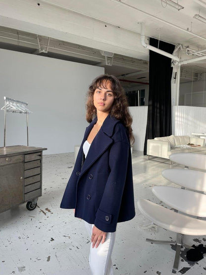 Thekla | Dames Peacoat Jas – Getailleerde Wolmix met Double-Breasted Design voor Tijdloze Elegantie