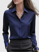 Women's Blouse with Hidden Button Placket for Office Wear