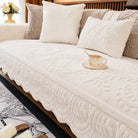 Plush Botanical Texture Couch Cover with Non-Slip Backing