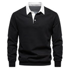 Daan polosweater met polokraag, zwart vooraanzicht