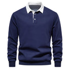 Daan polosweater met polokraag, marineblauw vooraanzicht