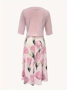 Dames Maxi Jurk met Bloemenprint en Bijpassende Open Jacket Driekwart Mouw