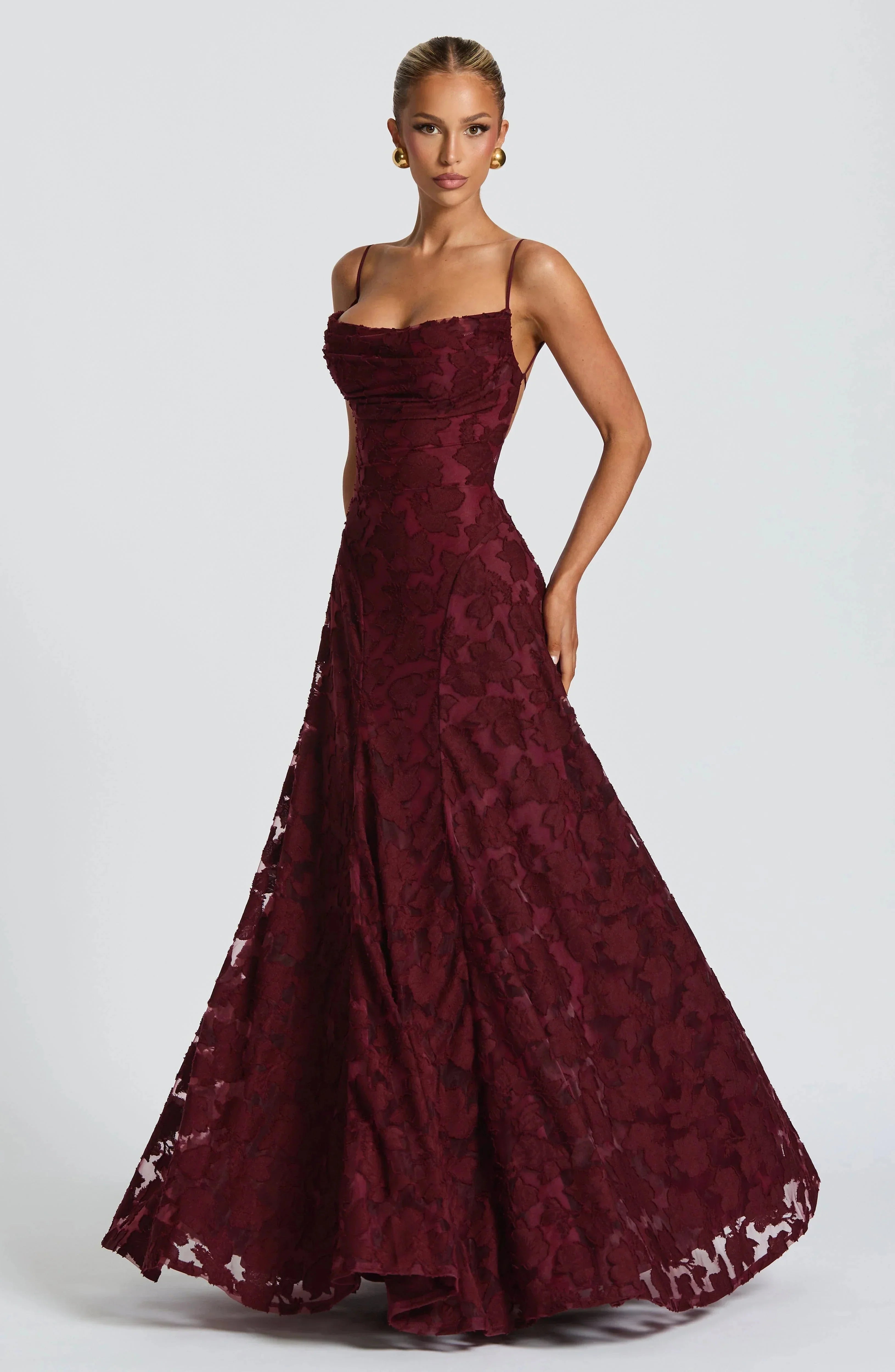 Dames Maxi Jurk Mouwloos met Cowl-hals en Bloemenpatroon