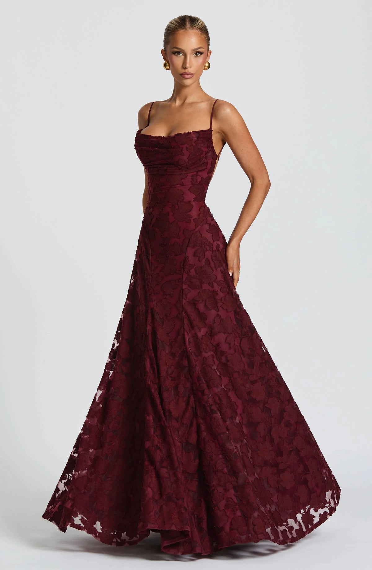 Dames Maxi Jurk Mouwloos met Cowl-hals en Bloemenpatroon