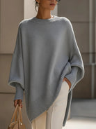 Dames Oversized Sweater met Vleermuismouw en Ronde Hals Grijs