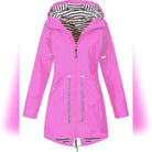 dames regenjas met capuchon in roze