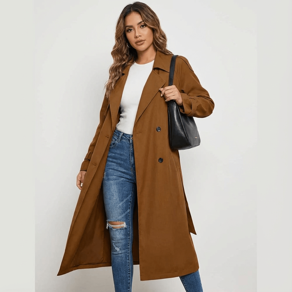 Women's Longline Trench Coat – Classic Everyday Outerwear