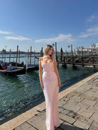 Women's Maxi Wedding Dress Sleeveless with Straight Neckline and Tie-Back