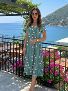 Women's Floral Midi Dress Short Sleeve Relaxed Fit