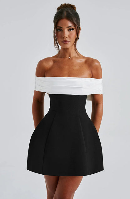 NOELLE MINI DRESS - BLACK/WHITE