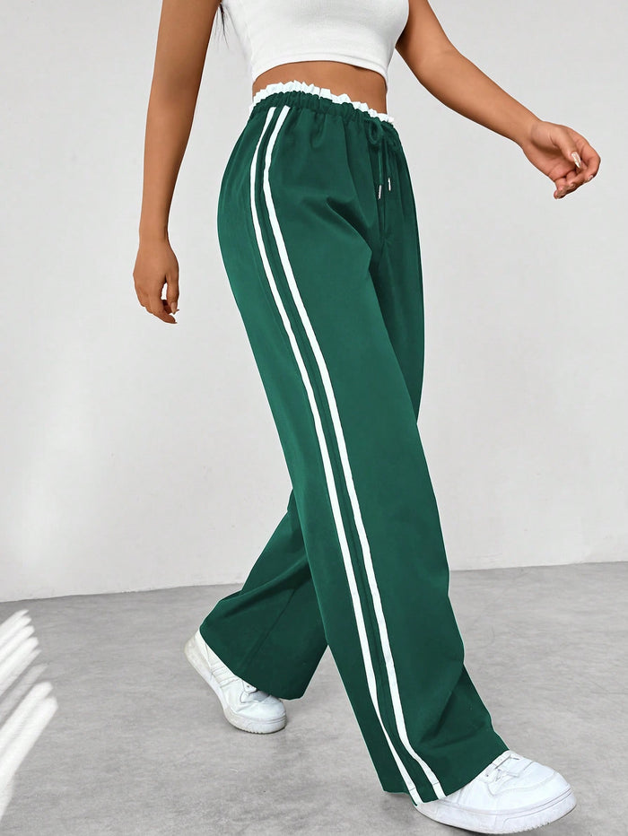 Women's High-Waist Jogger Sweatpants - Side-Stripe Detail, Relaxed Fit
