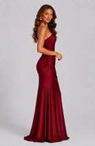Dorvelli | Women's Maxi Dress – One-Shoulder Draped Waist