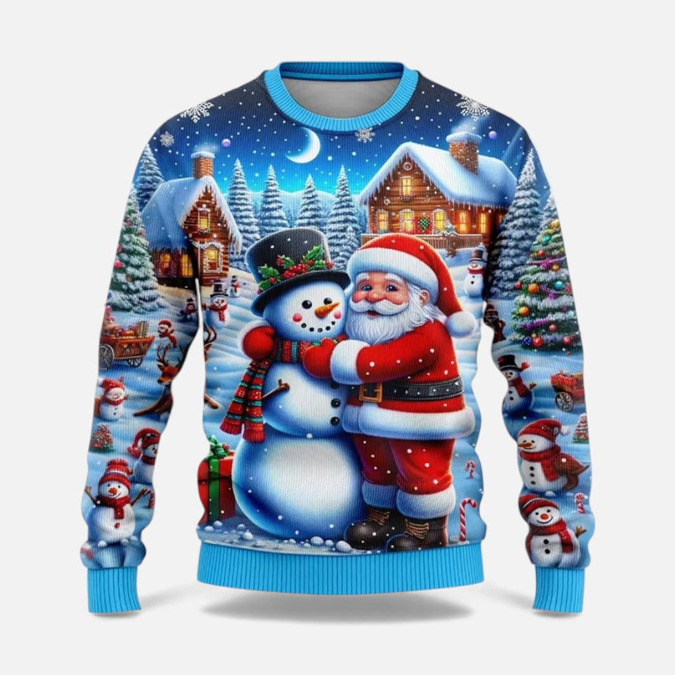 Men's Christmas Sweater with Winter Landscape Print