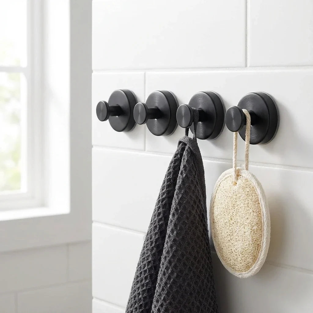 Stainless Steel Suction Hooks - No-Drill Wall Hooks, Set of 4