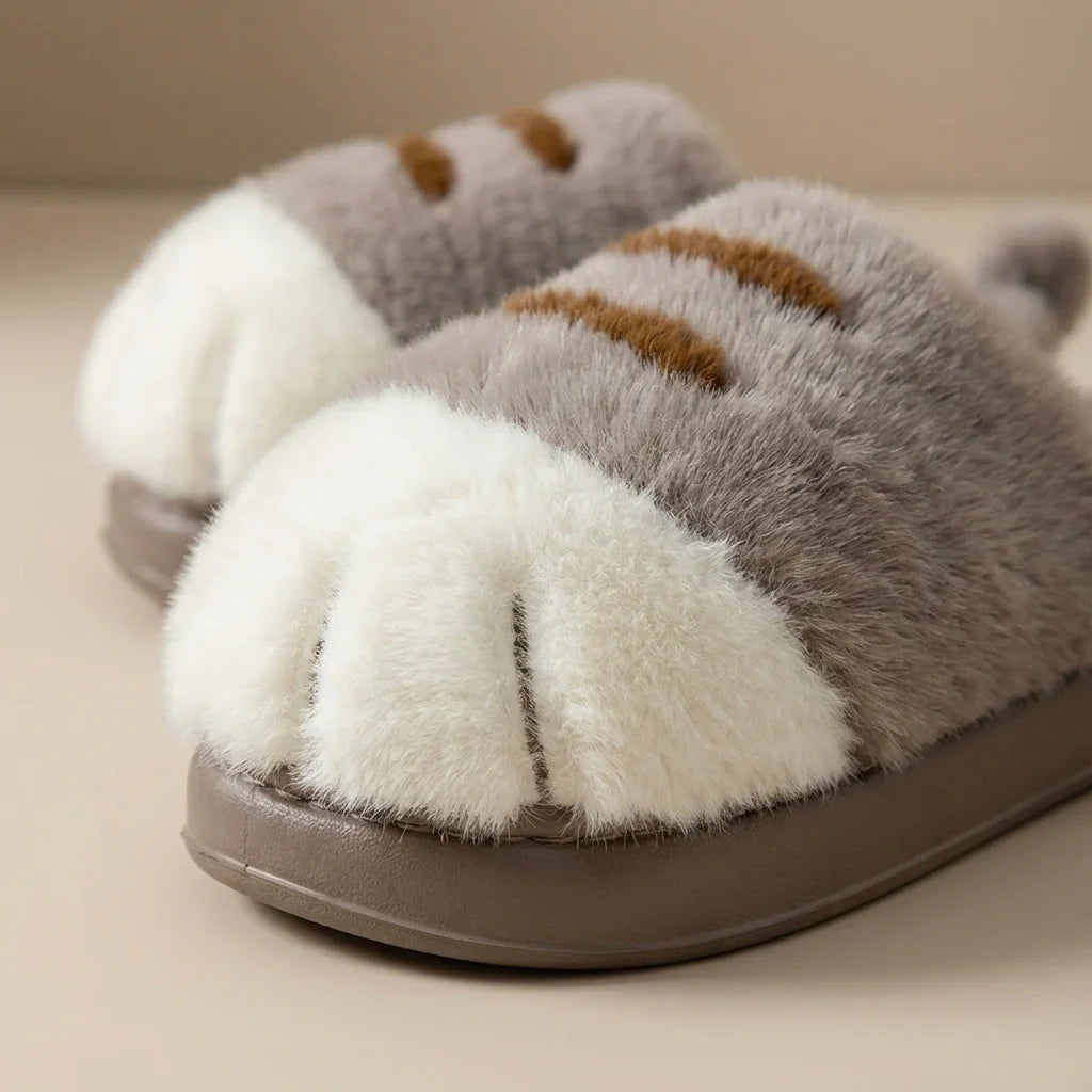 Slippers for Women - Cat Paw Plush Fleece House Slippers
