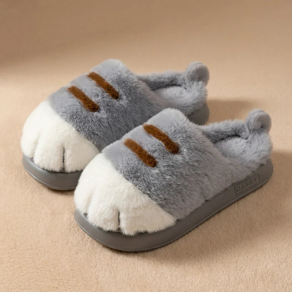 Slippers for Women - Cat Paw Plush Fleece House Slippers