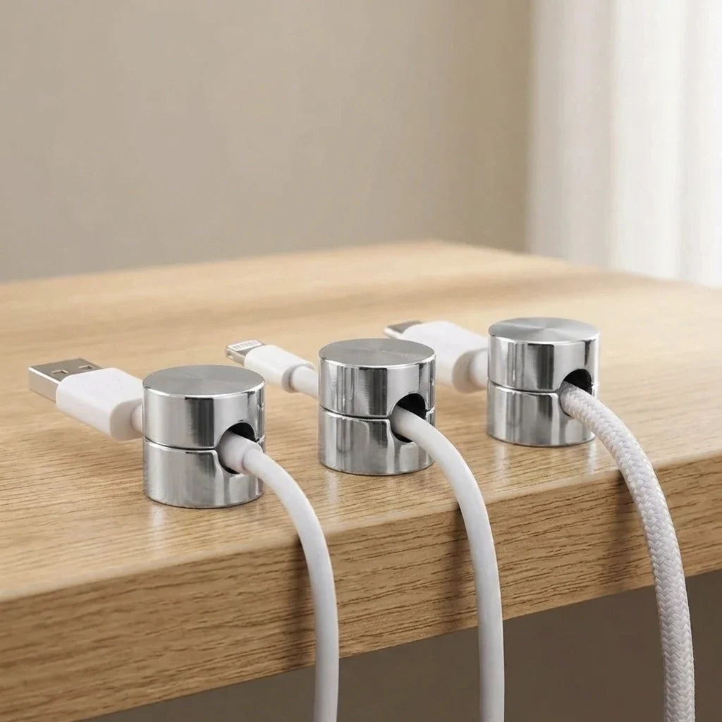 Cable Anchor Clips - Adhesive Aluminum Alloy Cord Organizers (Set of 3)