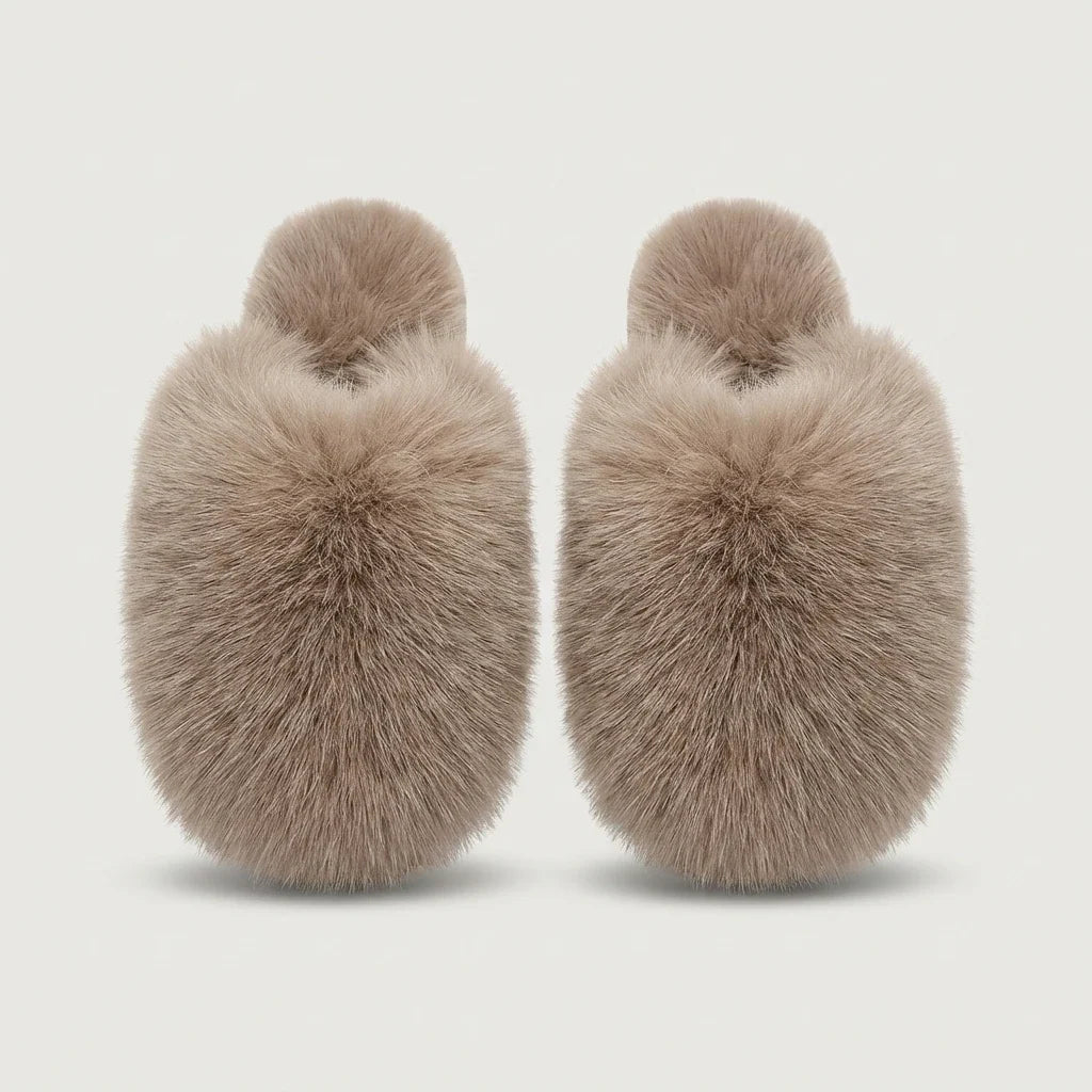 Ladies Slippers - Fluffy Faux Fur House Slippers
