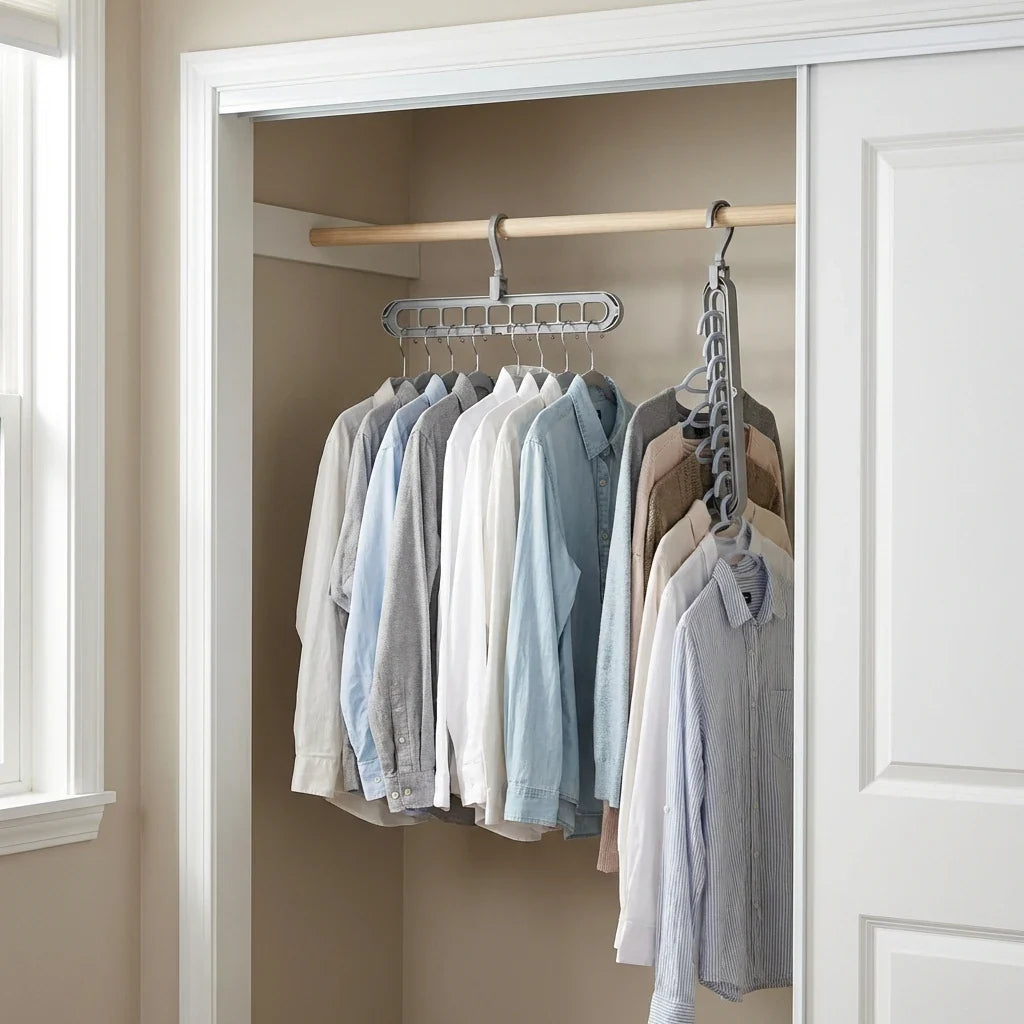 Space-Saving Closet Hanger System (3-Pack) - Vertical Clothes Storage
