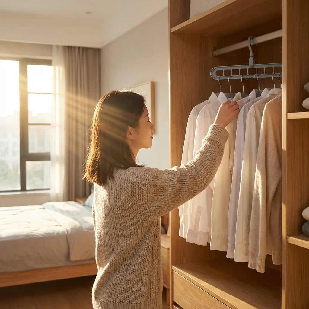 Space-Saving Closet Hanger System (3-Pack) - Vertical Clothes Storage