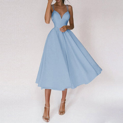 Larissa | Elegante Midi jurk voor Dames - Sexy V-hals en Rugloos Design