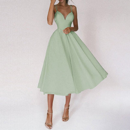 Larissa | Elegante Midi jurk voor Dames - Sexy V-hals en Rugloos Design