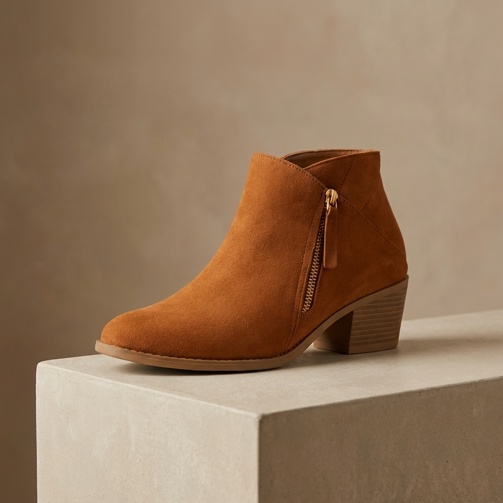 Women's Orthopedic Ankle Boots with Side Zip and Block Heel