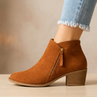 Women's Orthopedic Ankle Boots with Side Zip and Block Heel