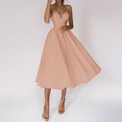 Larissa | Elegante Midi jurk voor Dames - Sexy V-hals en Rugloos Design