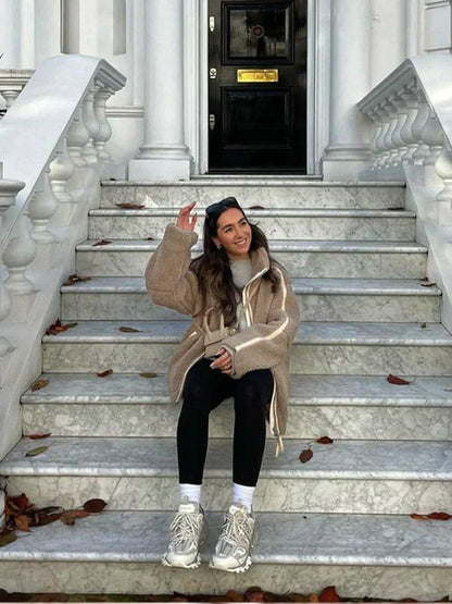 Rose Fleece Jack – Dames Oversized Teddy Jas met Ritssluiting