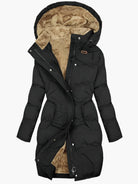 Women's Quilted Hooded Winter Coat with Zip Closure