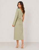Women's One-Shoulder Maxi Dress with Long Sleeves